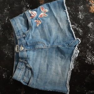 Oshkosh B'gosh Girls Blue Denim Shorts with Embroidered Butterflies Size 14